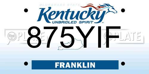 875YIF Kentucky License Plate