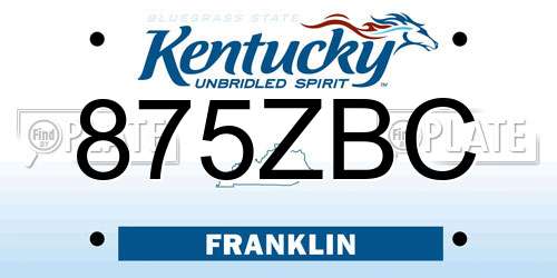 875ZBC Kentucky License Plate