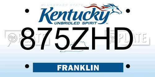 875ZHD Kentucky License Plate
