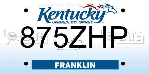 875ZHP Kentucky License Plate