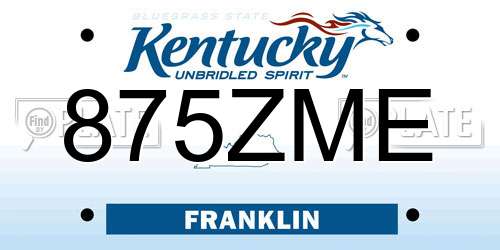 875ZME Kentucky License Plate
