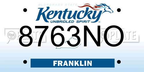 8763NO Kentucky License Plate