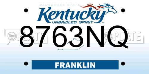 8763NQ Kentucky License Plate