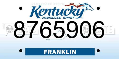8765906 Kentucky License Plate