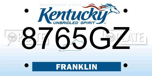 8765GZ Kentucky License Plate