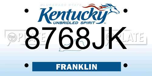 8768JK Kentucky License Plate