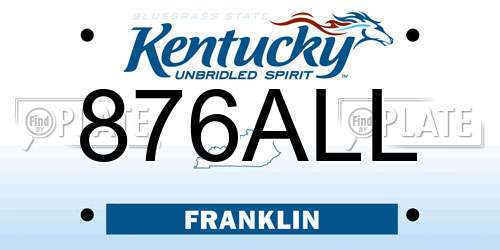 876ALL Kentucky License Plate