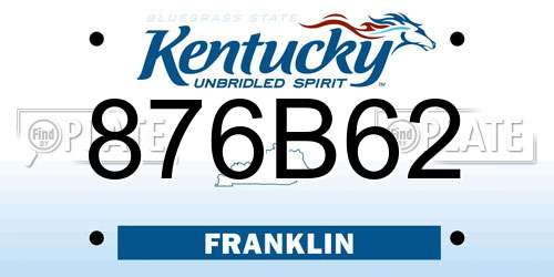 876B62 Kentucky License Plate