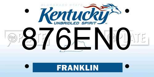876EN0 Kentucky License Plate