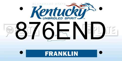 876END Kentucky License Plate