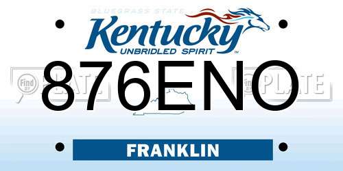 876ENO Kentucky License Plate