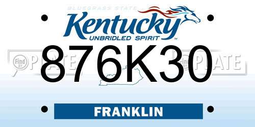 876K30 Kentucky License Plate