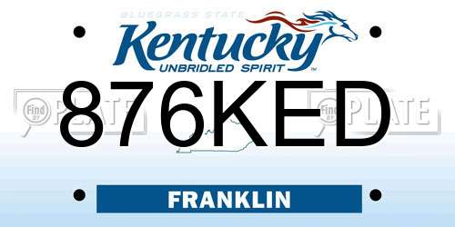 876KED Kentucky License Plate