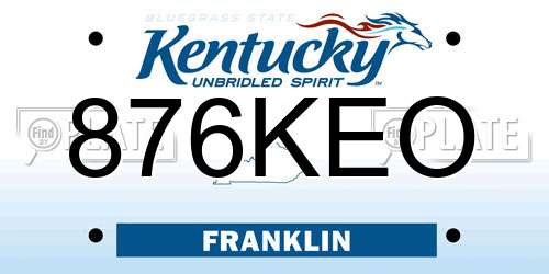 876KEO Kentucky License Plate