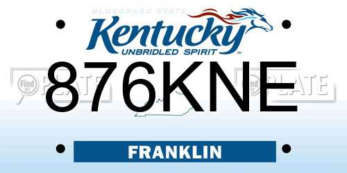 876KNE Kentucky License Plate