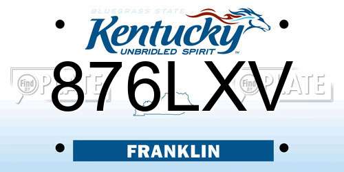 876LXV Kentucky License Plate