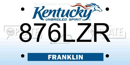876LZR Kentucky License Plate