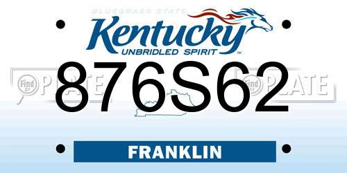 876S62 Kentucky License Plate