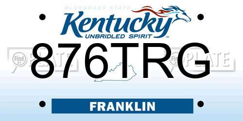 876TRG Kentucky License Plate