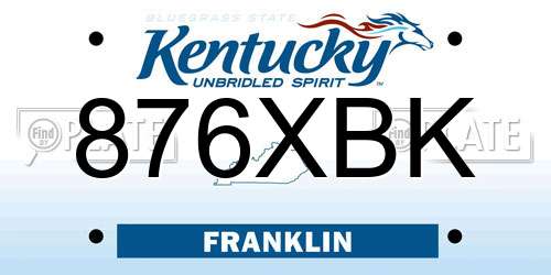 876XBK Kentucky License Plate