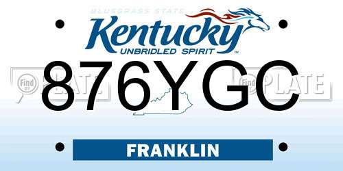 876YGC Kentucky License Plate