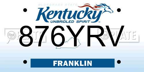 876YRV Kentucky License Plate
