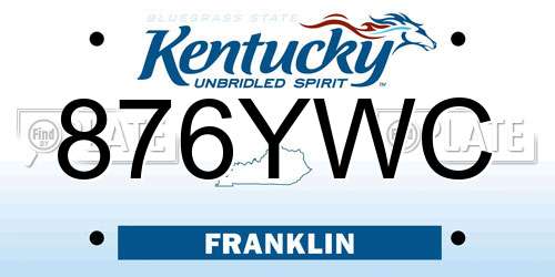 876YWC Kentucky License Plate