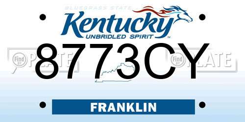 8773CY Kentucky License Plate