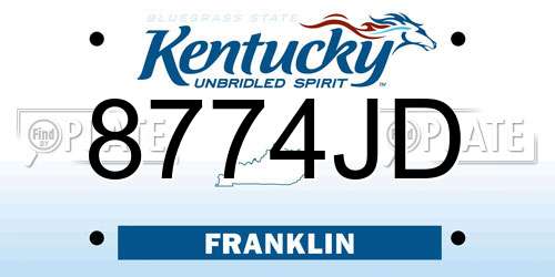 8774JD Kentucky License Plate