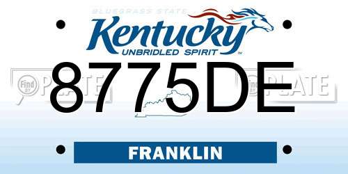 8775DE Kentucky License Plate