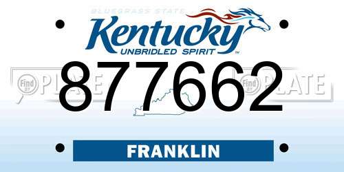 877662 Kentucky License Plate