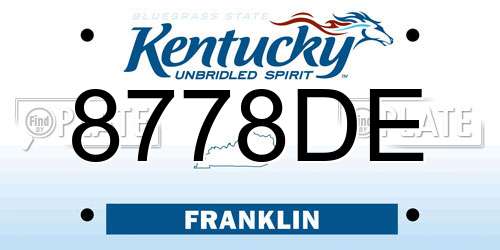 8778DE Kentucky License Plate