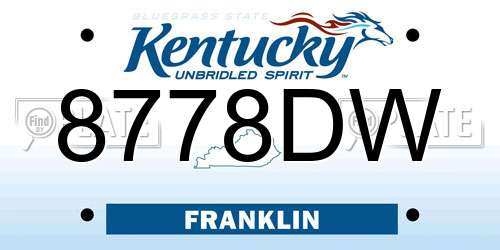 8778DW Kentucky License Plate
