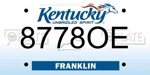 8778OE Kentucky License Plate