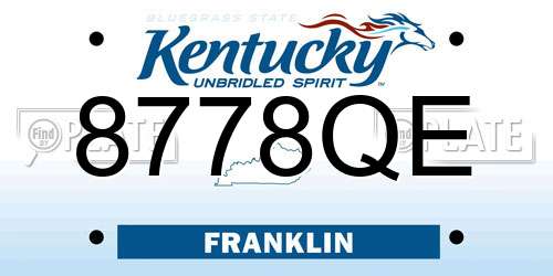 8778QE Kentucky License Plate