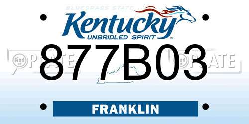 877B03 Kentucky License Plate