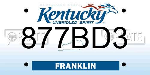 877BD3 Kentucky License Plate