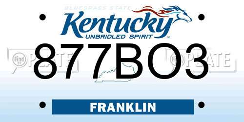 877BO3 Kentucky License Plate