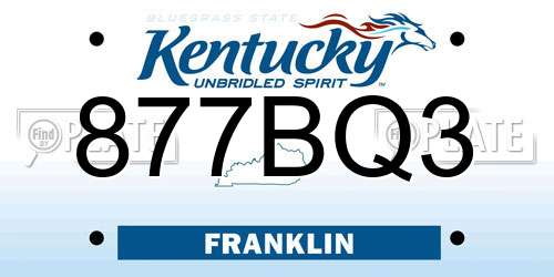 877BQ3 Kentucky License Plate