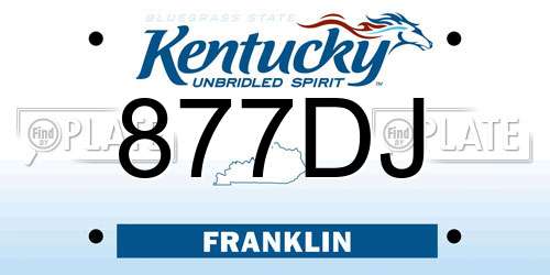 877DJ Kentucky License Plate