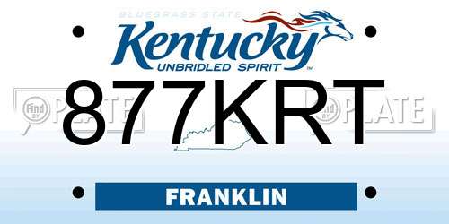877KRT Kentucky License Plate