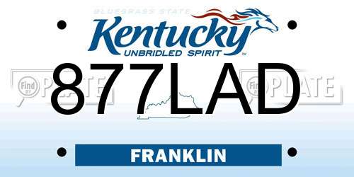 877LAD Kentucky License Plate