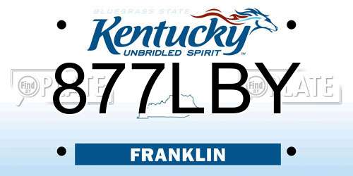 877LBY Kentucky License Plate