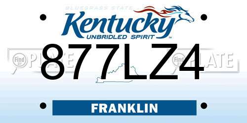 877LZ4 Kentucky License Plate
