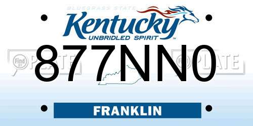 877NN0 Kentucky License Plate