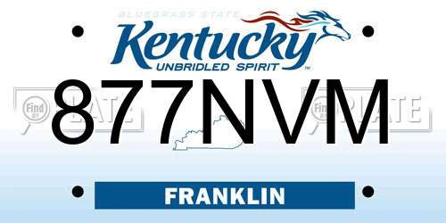 877NVM Kentucky License Plate