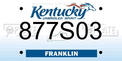 877S03 Kentucky License Plate