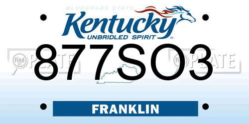 877SO3 Kentucky License Plate