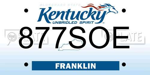 877SOE Kentucky License Plate