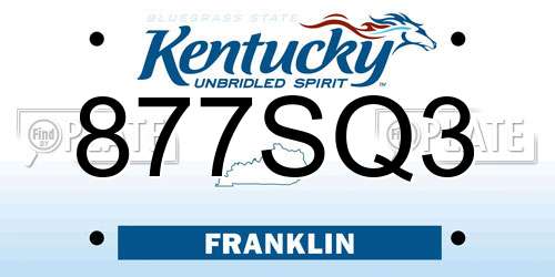 877SQ3 Kentucky License Plate